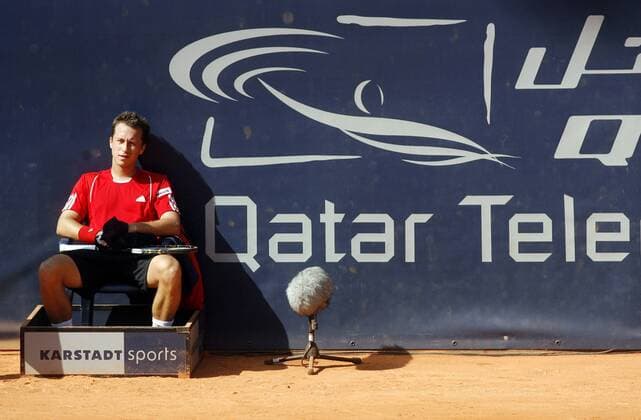 Philipp Kohlschreiber (Deutschland) enttäuscht auf dem Stuhl der Linienrichter Tennis Herren Masters Series Hamburg 2008, ATP Tour Einzelbild Am Hamburger Rothenbaum Hamburg Tennis Herren Masters Series Hamburg 2008, ATP Tour Einzelbild Am Hamburger Rothenbaum Hamburg
