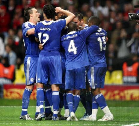 Torjubel Chelsea -  Fußball EC 1 Herren Champions League Finale 2007 2008, Chelsea FC London, Gruppe Moskau Freude, Fußball EC 1 Herren Champions League Finale 2007 2008, Chelsea FC London, Gruppe Moskau Freude,