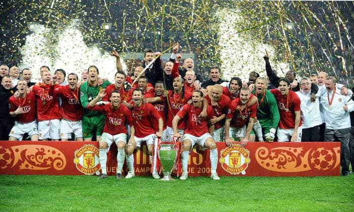 Manchester United ist Champions League Sieger 2008 Fußball EC 1 Herren Champions League 2007 2008, Finale, Manchester United, ManU Totale Moskau Freude, Fußball EC 1 Herren Champions League 2007 2008, Finale, Manchester United, ManU Totale Moskau Freude,