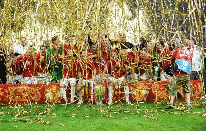 Manchester United ist Champions League Sieger 2008 Fußball EC 1 Herren Champions League 2007 2008, Finale, Manchester United, ManU Totale Moskau Freude, Fußball EC 1 Herren Champions League 2007 2008, Finale, Manchester United, ManU Totale Moskau Freude,