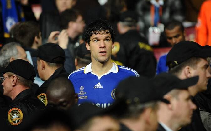 Michael Ballack (Chelsea) ist nach der Niederlage im Champions League Finale 2008 enttäuscht Fußball EC 1 Herren Champions League 2007 2008, Finale, Chelsea FC London Einzelbild Moskau Enttäuschung, Fußball EC 1 Herren Champions League 2007 2008, Finale, Chelsea FC London Einzelbild Moskau Enttäuschung,