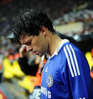 Michael Ballack (Chelsea) ist nach der Niederlage im Champions League Finale 2008 enttäuscht Fußball EC 1 Herren Champions League 2007 2008, Finale, Chelsea FC London Einzelbild Moskau Enttäuschung, Fußball EC 1 Herren Champions League 2007 2008, Finale, Chelsea FC London Einzelbild Moskau Enttäuschung,