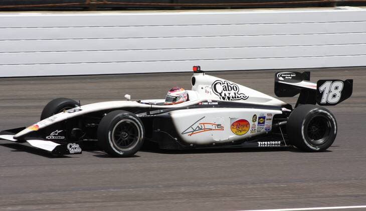 Cyndie Allemann (Schweiz) in seinem Boliden -  (IND2008052251) Motorsport Damen Firestone Indy Lights Freedom 100 2008, IndyCar, Car, Indy Pro Car Series, IndyPro, US Rennserie Einzelbild Indianapolis Motorsport Damen Firestone Indy Lights Freedom 100 2008, IndyCar, Car, Indy Pro Car Series, IndyPro, US Rennserie Einzelbild Indianapolis