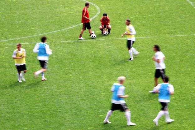 Bundestrainer Joachim Löw (hi.re.) und Co Trainer Hans Dieter Flick (beide Deutschland) beobachten das Training Fußball EM Herren Nationalmannschaft 2008, Training, Trainingslager, Vorschau Euro Totale Palma de Mallorca Hansi