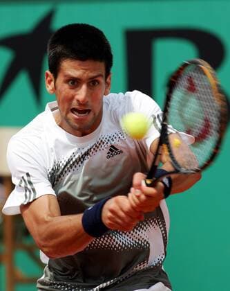 Novak Djokovic (Serbien) Tennis Herren French Open 2008, ATP Tour, Grand Slam, Roland Garros Einzelbild Paris Dynamik,