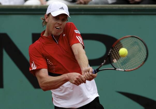 Sam Querrey (USA) Tennis Herren French Open 2008, ATP Tour, Grand Slam, Einzelbild Roland Garros Paris Dynamik,