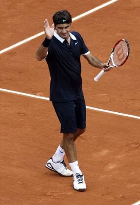 Roger Federer (Schweiz) Tennis Herren French Open 2008, ATP Tour, Grand Slam, Einzelbild Roland Garros Paris
