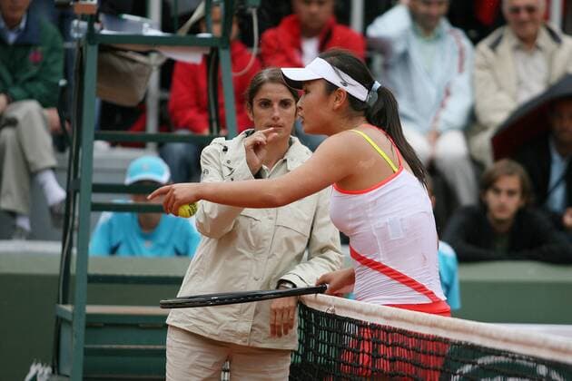 Peng Shuai (China) diskutiert Tennis Damen French Open 2008, Grand Slam, WTA Tour Gruppe Roland Garros Paris