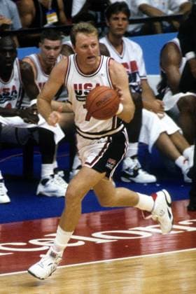Larry Bird (USA) Basketball OS Sommer Herren Olympische Spiele Barcelona 1992, Sommerspiele, Einzelbild Barcelona Dynamik, Basketball OS Sommer Herren Olympische Spiele Barcelona 1992, Sommerspiele, Einzelbild Barcelona Dynamik,