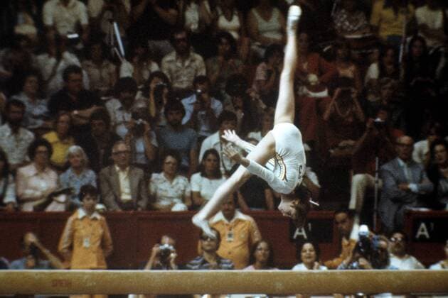 Nadia Comaneci (Rumänien) Turnen OS Sommer Damen Olympische Spiele 1976, Sommerspiele, Kunstturnen, Geräteturnen Einzelbild Montreal