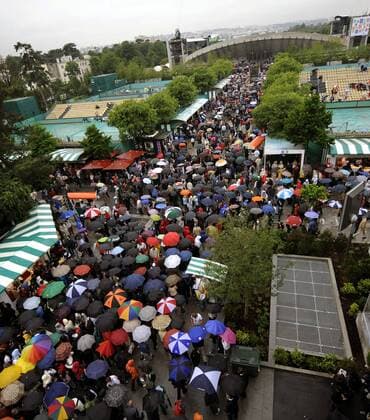 Regenpause auf der Tennisanlage in Roland Garros Tennis Damen French Open 2008, Grand Slam, WTA Tour, Roland Garros Totale Paris