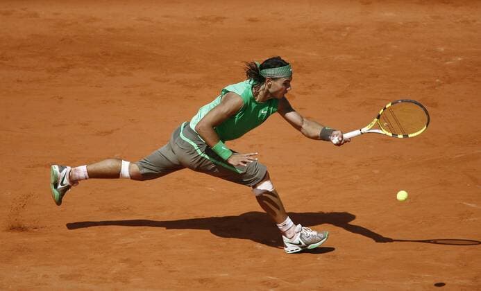Rafael Nadal (Spanien) Tennis Herren French Open 2008, ATP Tour, Grand Slam, Vdig Einzelbild Roland Garros Paris Dynamik,