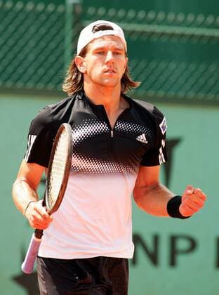 Jürgen Melzer (Österreich) jubelt Tennis Herren French Open 2008, ATP Tour, Grand Slam, Vdig Einzelbild Roland Garros Paris Freude,