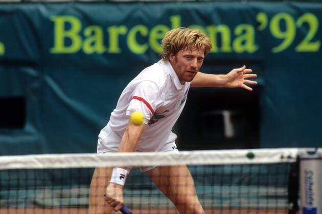 Boris Becker (Deutschland) Tennis OS Sommer Herren Olympische Spiele 1992, Sommerspiele, Finale Einzelbild Barcelona