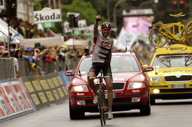 Jens Voigt (Deutschland CSC) gewinnt die 18. Etappe des Giro d Italia 2008 -  Radsport Herren Giro d Italia 2008, dItalia, Straßenradsport, Straße, Rad, Einzelbild 18. Etappe: Mendrisio - Varese Freude, Begeisterung, Radsport Herren Giro d Italia 2008, dItalia, Straßenradsport, Straße, Rad, Einzelbild 18. Etappe: Mendrisio - Varese Freude, Begeisterung,