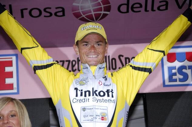 Vasil Kiryienka (Weißrußland Tinkoff Credit Systems) - Etappensieger der 19. Etappe des Giro d Italia 2008 -  Radsport Herren Giro d Italia 2008, dItalia, Straßenradsport, Straße, Rad, Einzelbild Etappe 19: Legnano - Presolana Monte Pora Freude,