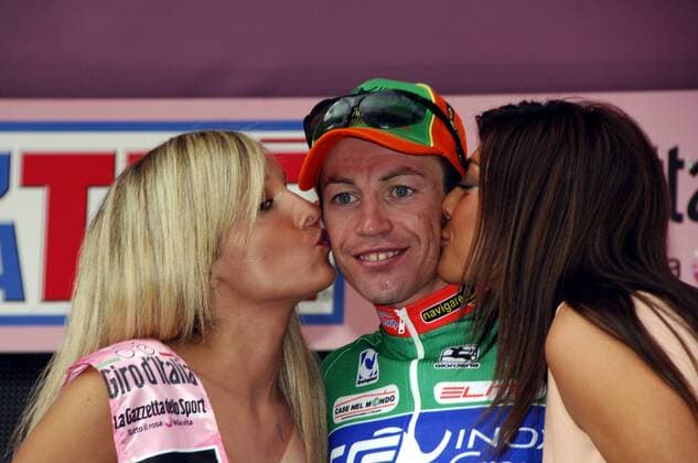 Emanuele Sella (Italien CSF Group Navigare) gewinnt die 20. Etappe des Giro d Italia 2008 -  Radsport Herren Giro d Italia 2008, dItalia, Straßenradsport, Straße, Rad Gruppe 20. Etappe: Rovetta - Tirano Freude,