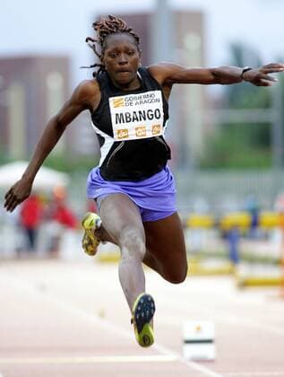 Francoise Mbango (Kamerun) -  Leichtathletik Damen Gobierno de Aragon 2008, Meeting, Sportfest, Dreisprung Einzelbild Saragossa Dynamik,
