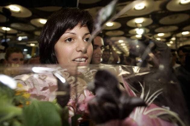 Macarena Pescador, Freundin von Alberto Contador (Spanien Astana) -  - NOxONLINExUSE Radsport Herren Giro D Italia 2008 ditalia, Straßenradsport, Straße, Rad, Empfang, Ankunft, Einzelbild Madrid Barajas