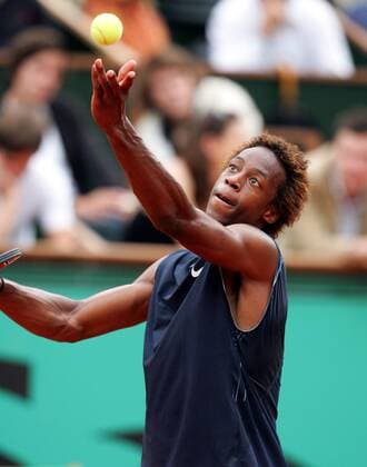Gael Monfils (Frankreich) Tennis Herren French Open 2008, ATP Tour, Grand Slam Einzelbild Roland Garros Paris Dynamik,