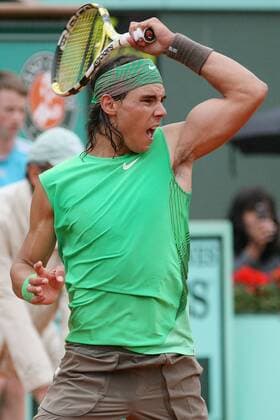 Rafael Nadal (Spanien) Tennis Herren French Open 2008, Grand Slam, ATP Tour, Einzelbild Roland Garros Paris Kraft, Tennis Herren French Open 2008, Grand Slam, ATP Tour, Einzelbild Roland Garros Paris Kraft,