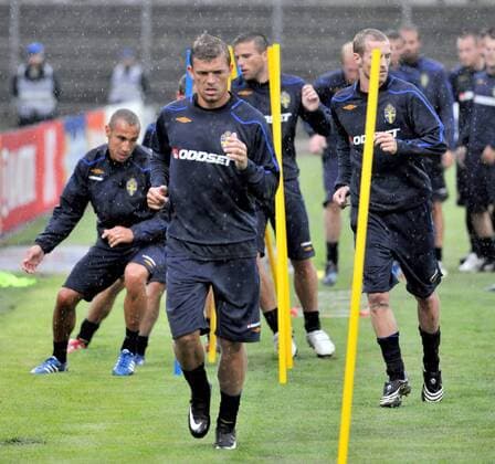 Marcus Allbäck (Schweden, Mitte) -  Fußball EM Herren Vorschau Euro 2008, Nationalteam, Training, Trainingslager Gruppe Lugano Dynamik,