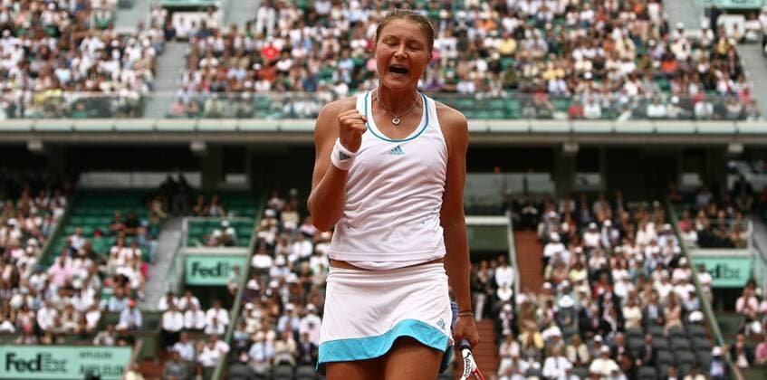 Dinara Safina (Rußland) jubelt -  Tennis Damen French Open 2008, Grand Slam, WTA Tour Einzelbild Roland Garros Paris Freude, Begeisterung,