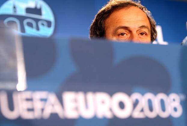 UEFA Präsident Michel Platini (Frankreich) - Pressekonferenz -  Fußball EM Herren Vorschau Euro 2008, Medien Briefing, Pressekonferenz, Pressetermin, Vdig Einzelbild Basel