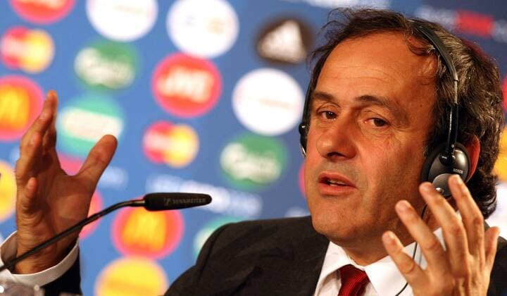UEFA Präsident Michel Platini (Frankreich) - Pressekonferenz -  Fußball EM Herren Vorschau Euro 2008, Medien Briefing, Pressekonferenz, Pressetermin, Vdig Porträt Basel
