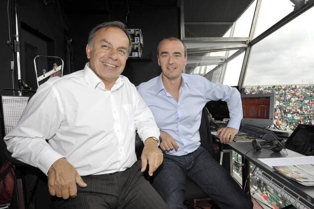 Die Sportkommentatoren Patrice Dominguez (li.) und Francois Brabant (beide Frankreich France Television) -  (pan26294) Tennis Damen French Open 2008, Grand Slam, WTA Tour Gruppe Roland Garros Paris