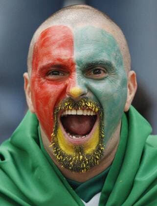 Portugiesischer Fan -  Fußball EM Herren Euro 2008, Nationalteam, Länderspiel Porträt Genf Fußball EM Herren Euro 2008, Nationalteam, Länderspiel Porträt Genf