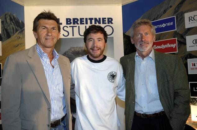 Breitners EM Studio, v.li.: Klaus Augenthaler, Comedian Michael Bully Herbig und Paul Breitner (alle Deutschland) Fußball EM Herren Breitners EM Studio, Euro 2008, premiumd Gruppe München Fußball EM Herren Breitners EM Studio, Euro 2008, premiumd Gruppe München
