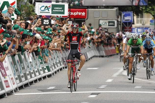 Alejandro Valverde (Spanien Caisse d Epargne) gewinnt die 1. Etappe des Criterium du Dauphine Libere -  Radsport Herren Criterium du Dauphine Libere 2008, Straßenradsport, Straße, Rad Einzelbild o0 ProTour Etappe 1: Avignon - Privas Freude, Radsport Herren Criterium du Dauphine Libere 2008, Straßenradsport, Straße, Rad Einzelbild o0 ProTour Etappe 1: Avignon - Privas Freude,