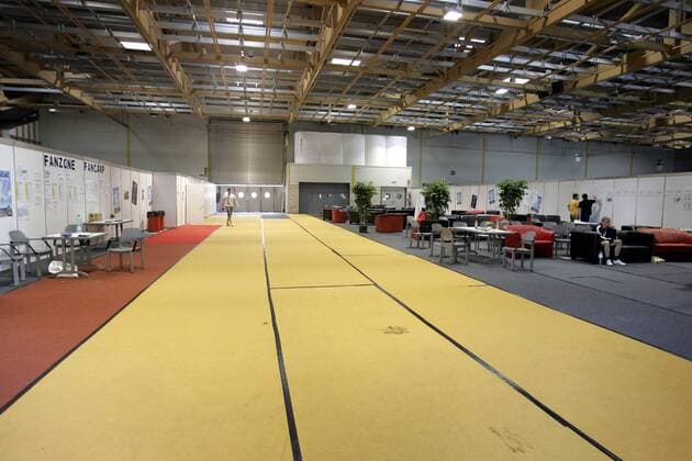Leeres Fancamp auf dem Messegelände von Klagenfurt -  Fußball EM Herren Euro 2008, Totale Messegelände, Messe Klagenfurt Leere, Fußball EM Herren Euro 2008, Totale Messegelände, Messe Klagenfurt Leere,