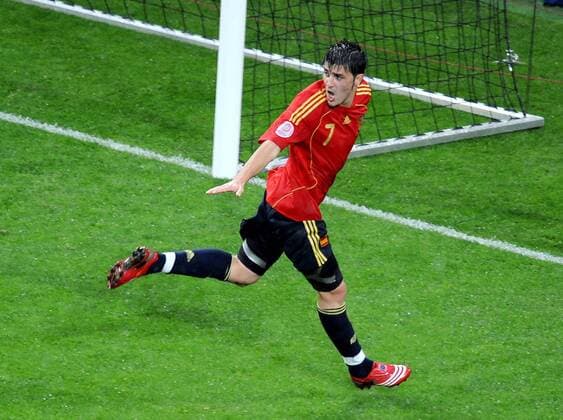 David Villa (Spanien) - Torjubel - Fußball EM Herren EURO 2008, Länderspiel, Nationalmannschaft, Nationaltrikot Einzelbild Innsbruck Freude, Fußball EM Herren EURO 2008, Länderspiel, Nationalmannschaft, Nationaltrikot Einzelbild Innsbruck Freude,
