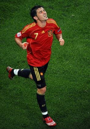 David Villa (Spanien) - Torjubel - Fußball EM Herren Euro 2008, Länderspiel, Nationalteam, Nationaltrikot Einzelbild Innsbruck Glück, Freude, Fußball EM Herren Euro 2008, Länderspiel, Nationalteam, Nationaltrikot Einzelbild Innsbruck Glück, Freude,