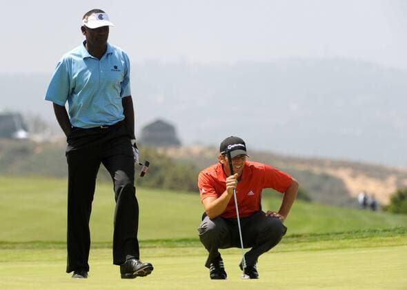 Sergio Garcia (Spanien, re.) und Vijay Singh (Fidschi Inseln) -  (SAN20080613327) Golf Herren US Open 2008, PGA Tour Gruppe Torrey Pines San Diego