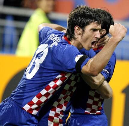 Nikola Pokrivac (Kroatien) - Torjubel -  Fußball EM Herren Euro 2008, Länderspiel, Nationalteam, Nationaltrikot Einzelbild Klagenfurt Freude, Begeisterung,