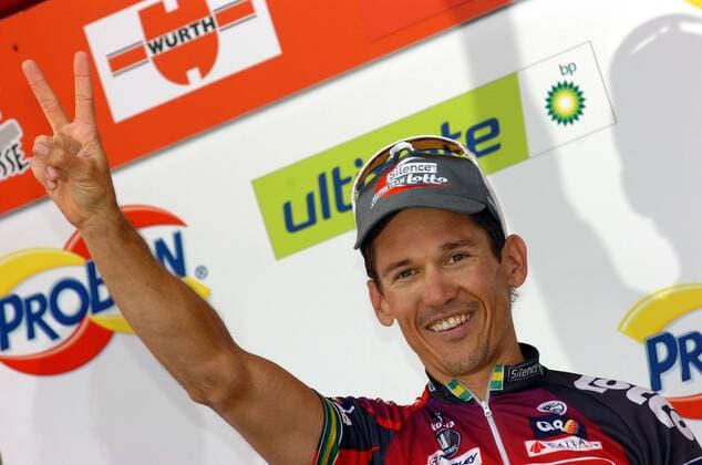 Robbie McEwen (Australien Silence Lotto) gewinnt die 4. Etappe der Tour de Suisse 2008 - Radsport Herren Tour de Suisse 2008, ProTour, Straßenradsport, Straße, Rad, Einzelbild 4. Etappe: Gossau - Domat Ems Freude, Radsport Herren Tour de Suisse 2008, ProTour, Straßenradsport, Straße, Rad, Einzelbild 4. Etappe: Gossau - Domat Ems Freude,