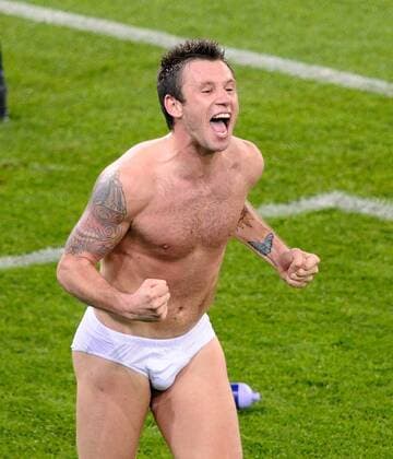 Antonio Cassano (Italien) - nackter Schlussjubel - Fußball EM Herren Euro 2008, Länderspiel, Nationalteam, Einzelbild Zürich Freude, Begeisterung,