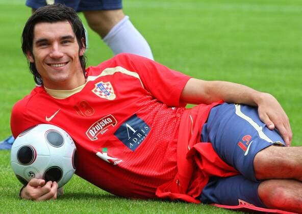 Nikola Pokrivac (Kroatien) gut gelaunt -  Fußball EM Herren Euro 2008, Nationalteam, Training Einzelbild Oberwart Freude,