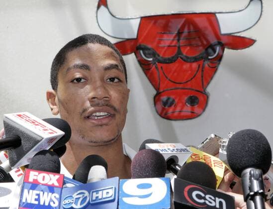 Derrick Rose (Chicago Bulls) - Pressekonferenz NBA Draft -  (080619KSK005) Basketball Herren NBA Draft 2008 2009, Pressekonferenz, Pressetermin, Einzelbild Chicago