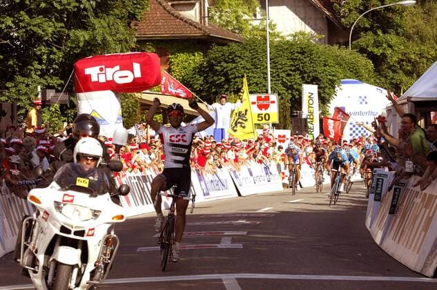 Fabian Cancellara (CSC Schweiz) gewinnt die 7. Etappe der Tour de Suisse 2008 -  Radsport Herren Tour de Suisse 2008, ProTour, Straßenradsport, Straße, Rad Gruppe 7. Etappe: Gruyere - Lyss Freude,