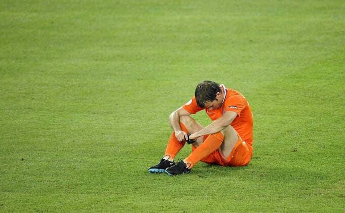 Rafael van der Vaart (Niederlande) enttäuscht - Fußball EM Herren EURO 2008, Länderspiel, Viertelfinale, Nationalmannschaft Einzelbild Basel Enttäuschung,