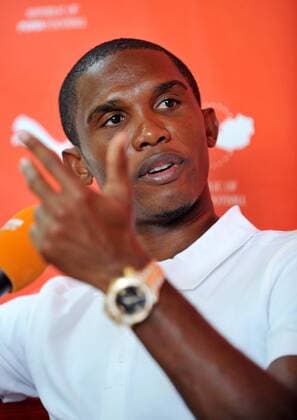 Samuel Etoo (Kamerun FC Barcelona) anlässlich eines Sponsorentermins - Fußball Herren Sponsorentermin 2008, , Promotion, PR, Promo Einzelbild Promotiontermin, Sponsorentermin Wien