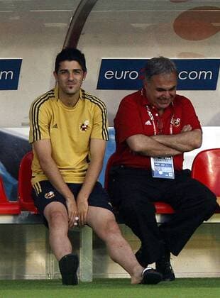 David Villa (Spanien, li.) -  - NOxONLINExUSE Fußball EM Herren Euro 2008, Training, Nationalteam Gruppe Wien