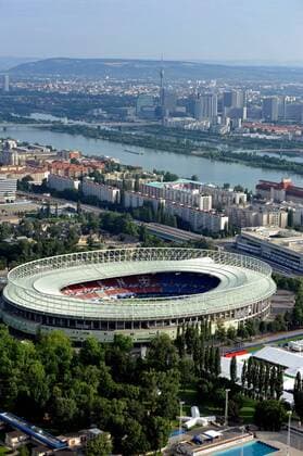 Luftaufnahme des ernst Happel Stadions Wien, Austragungsort der EURO 2008 -  Fußball Länderspiel Herren EURO 2008, EM, Nationalteam, Finale Totale Wien