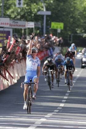 Fabian Wegmann (Deutschland Gerolsteiner) - Deutscher Meister 2008 Radsport LM Herren Deutsche Meisterschaft 2008, Straßenradsport, Straße, Rad, Gruppe Bochum Freude,
