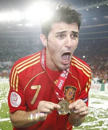 David Villa (Spanien) - Europameister -  - NOxONLINExUSE Fußball EM Herren EURO 2008, Nationalteam, Finale, Vdig Einzelbild Wien Begeisterung, Freude,