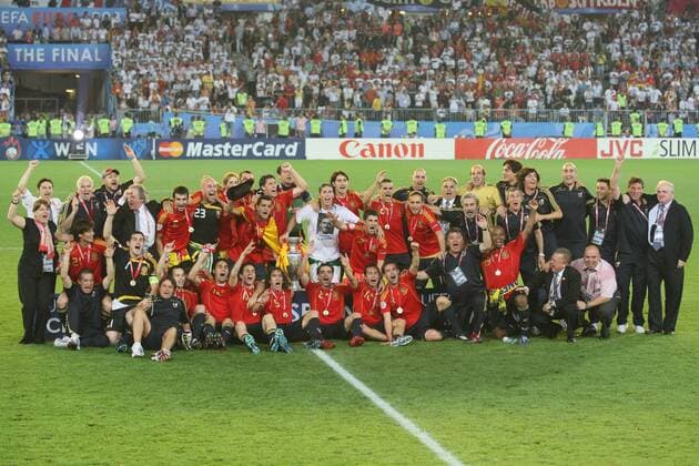 Spanien ist Europameister Fußball EM Herren EURO 2008, Nationalteam, Finale, Vdig, premiumd Totale Wien Begeisterung, Freude,